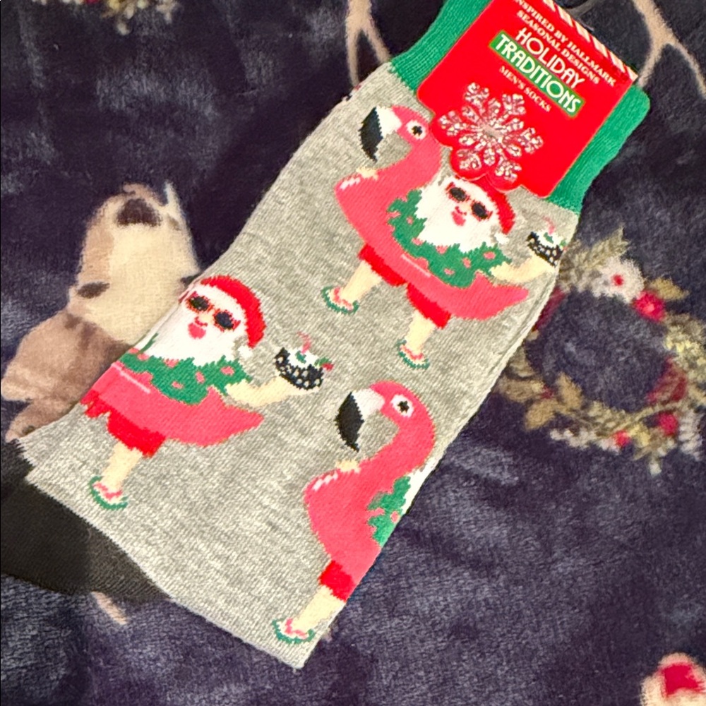 Festive Santa Flamingo Floatie Socks - Picture 5 of 5